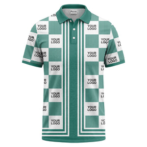 barcode graphic custom logo black white polo shirt for men