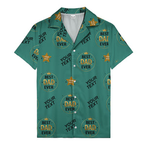 best dad ever gold crown circle repeat pattern hawaiian shirt for men