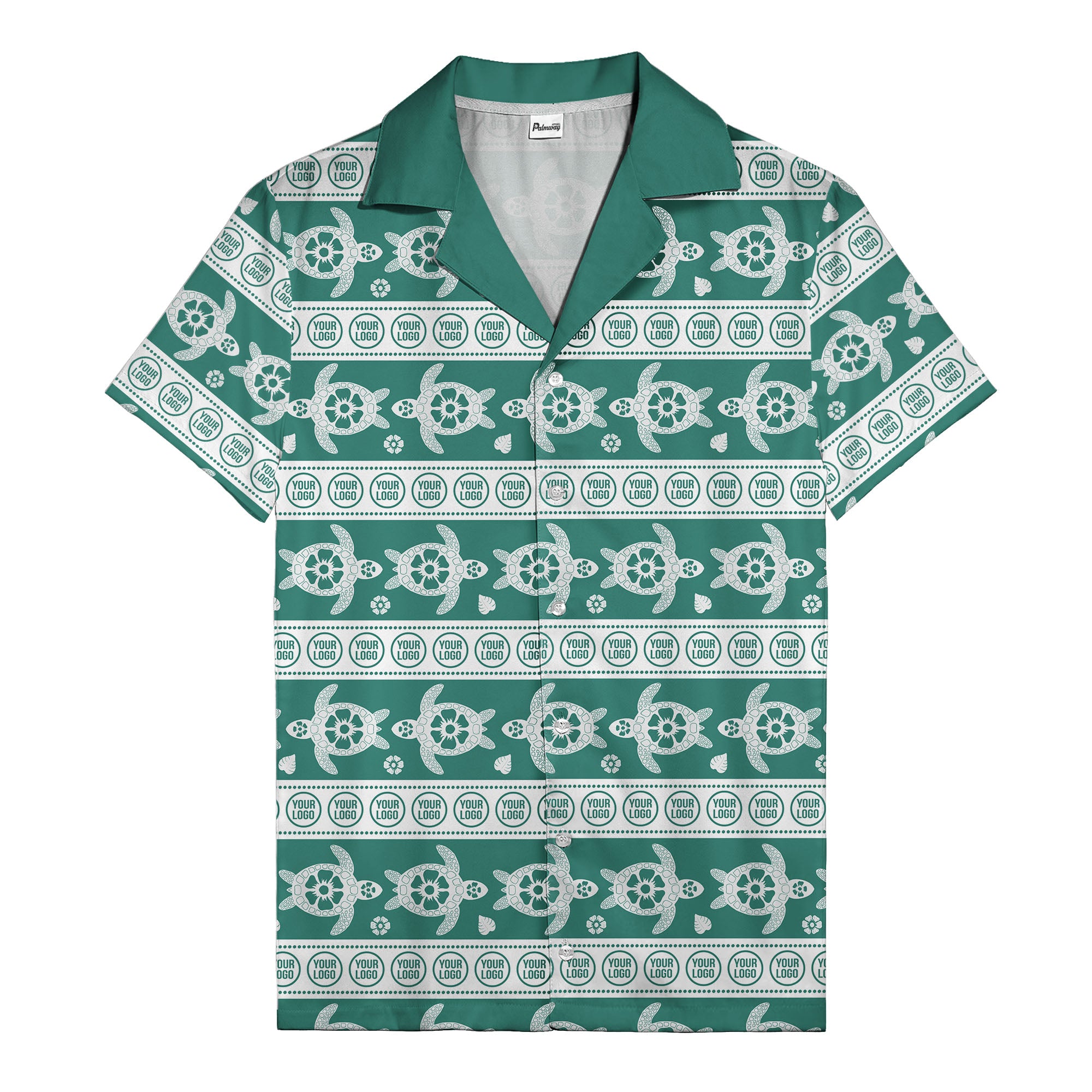 black sea turtles & white floral repeat hawaiian shirt for men