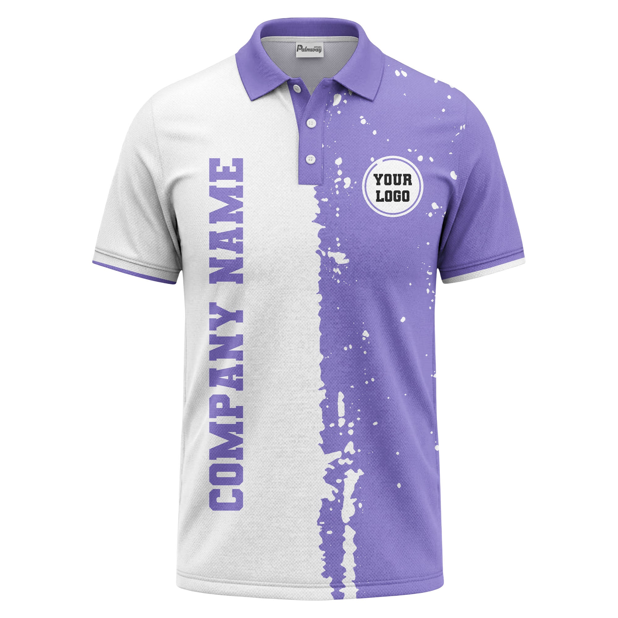 black white paint splatter custom logo corporate polo shirt