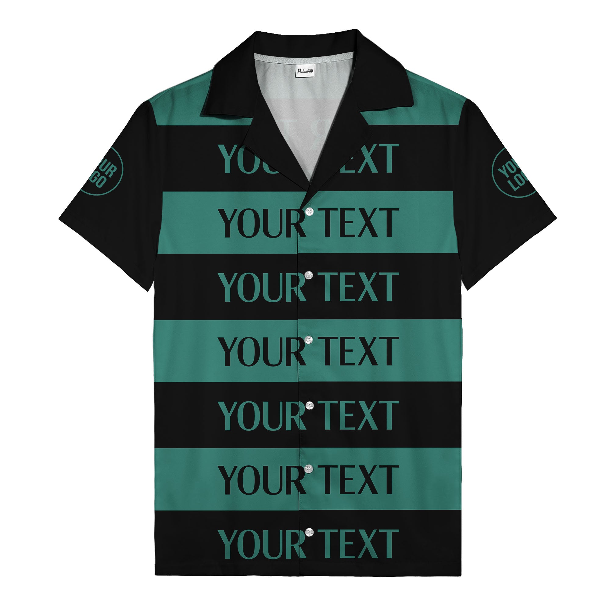 bold horizontal stripes customizable text hawaiian shirt for men