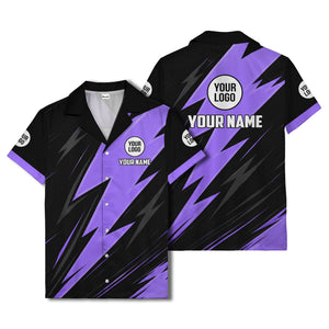 bold lightning bolt repeat pattern personalized hawaiian shirt for men