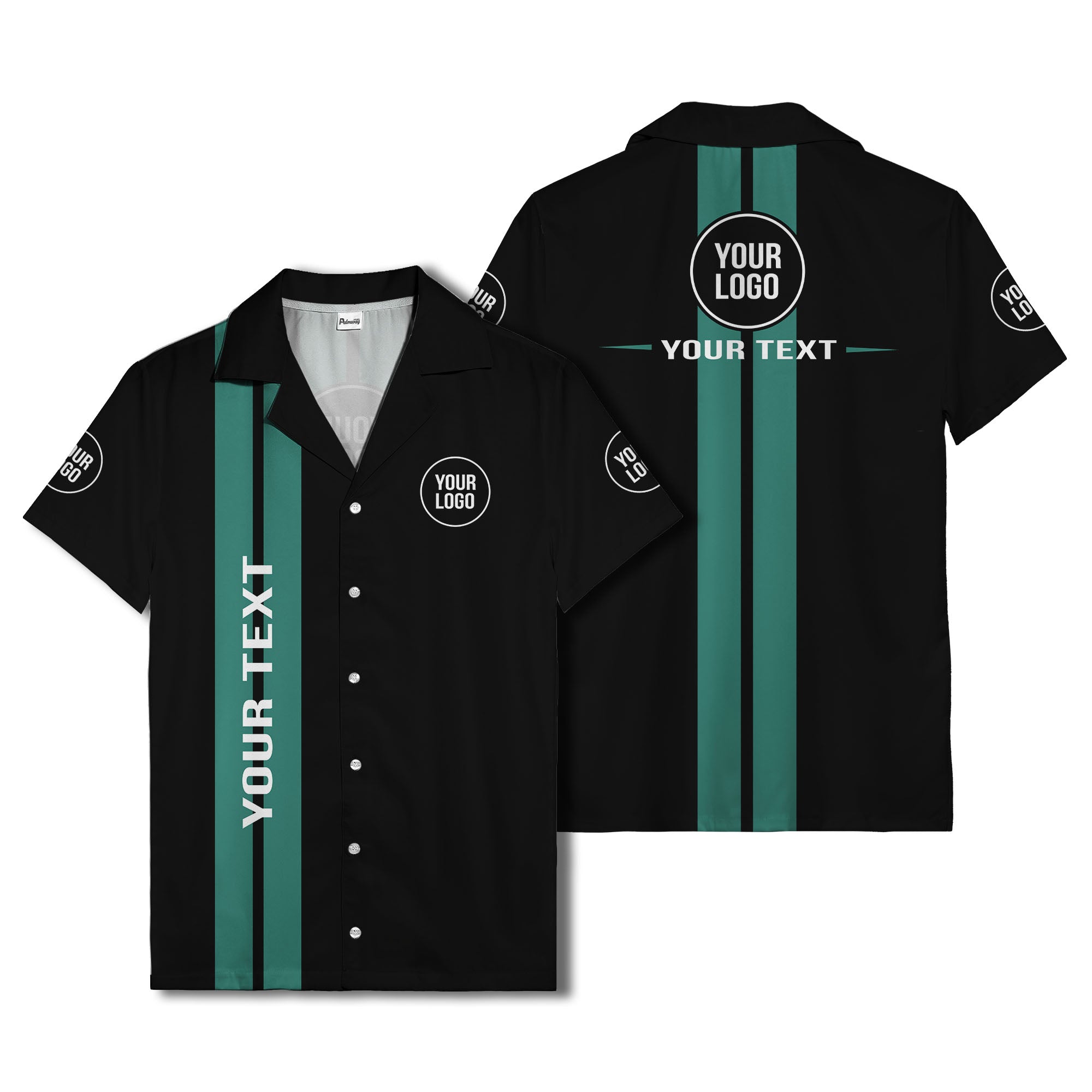 bold vertical stripe custom logo hawaiian shirt for men