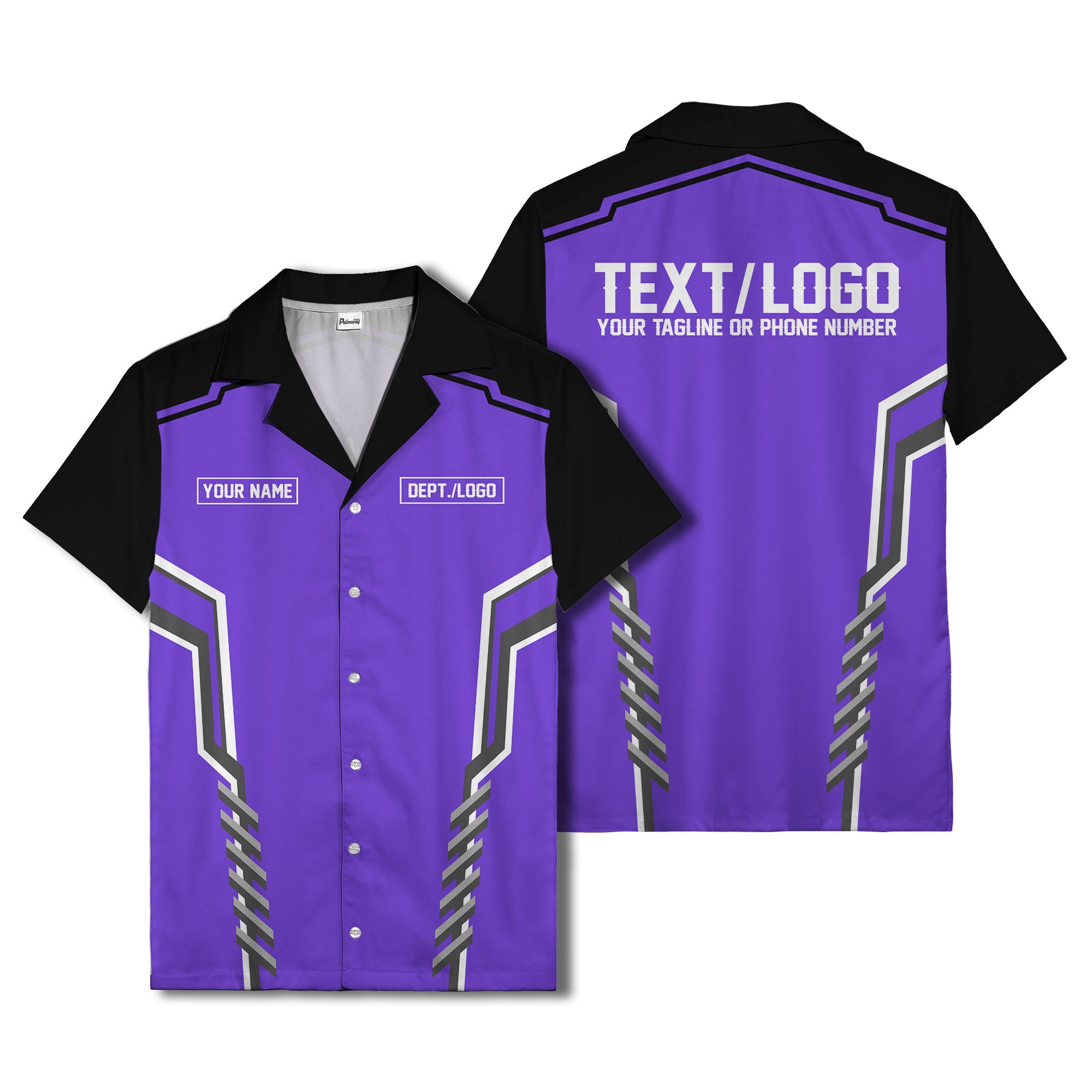 bowling team stripe name box hawaiian shirt for men