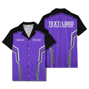bowling team stripe name box hawaiian shirt for men