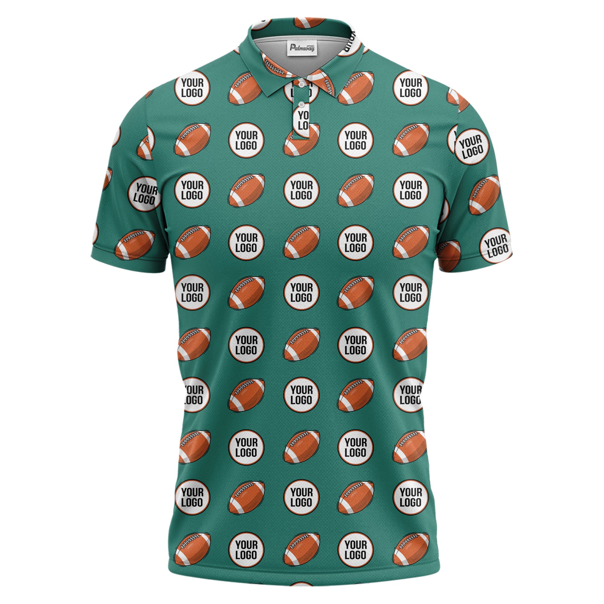 cartoon football logo circle repeat black sports polo shirt for men
