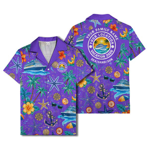 cruise ship palm trees starfish watercolor hawaiian shirt