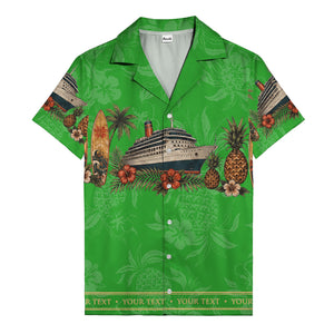 cruise ship surfboard pineapple palm hibiscus hawaiian shirt
