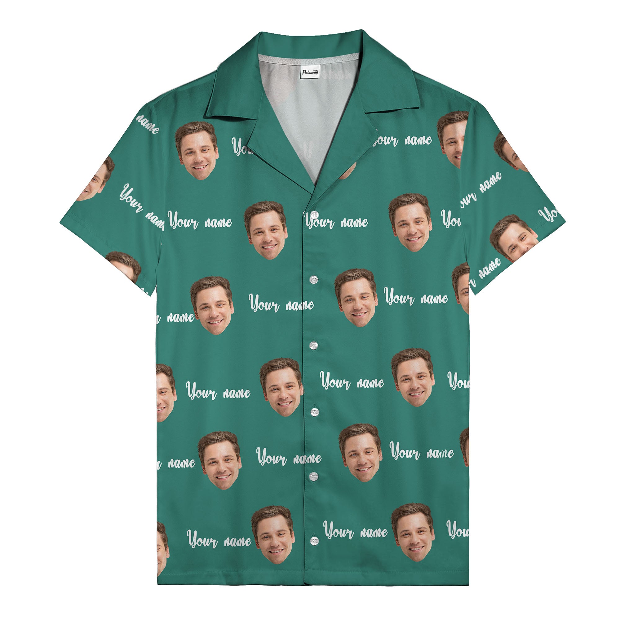 custom face portrait & personalized text repeat hawaiian shirt