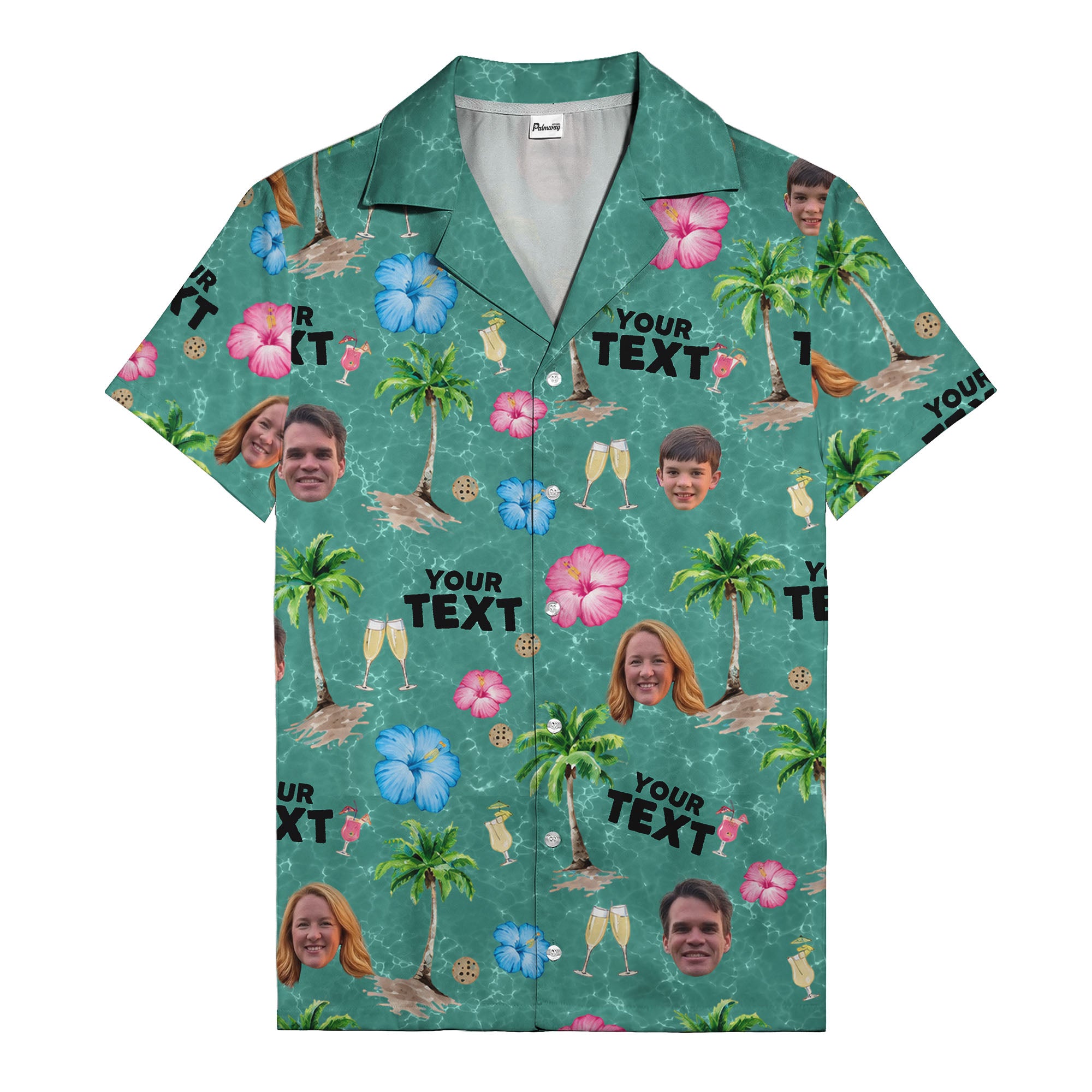 custom faces palm trees hibiscus watercolor hawaiian shirt for men