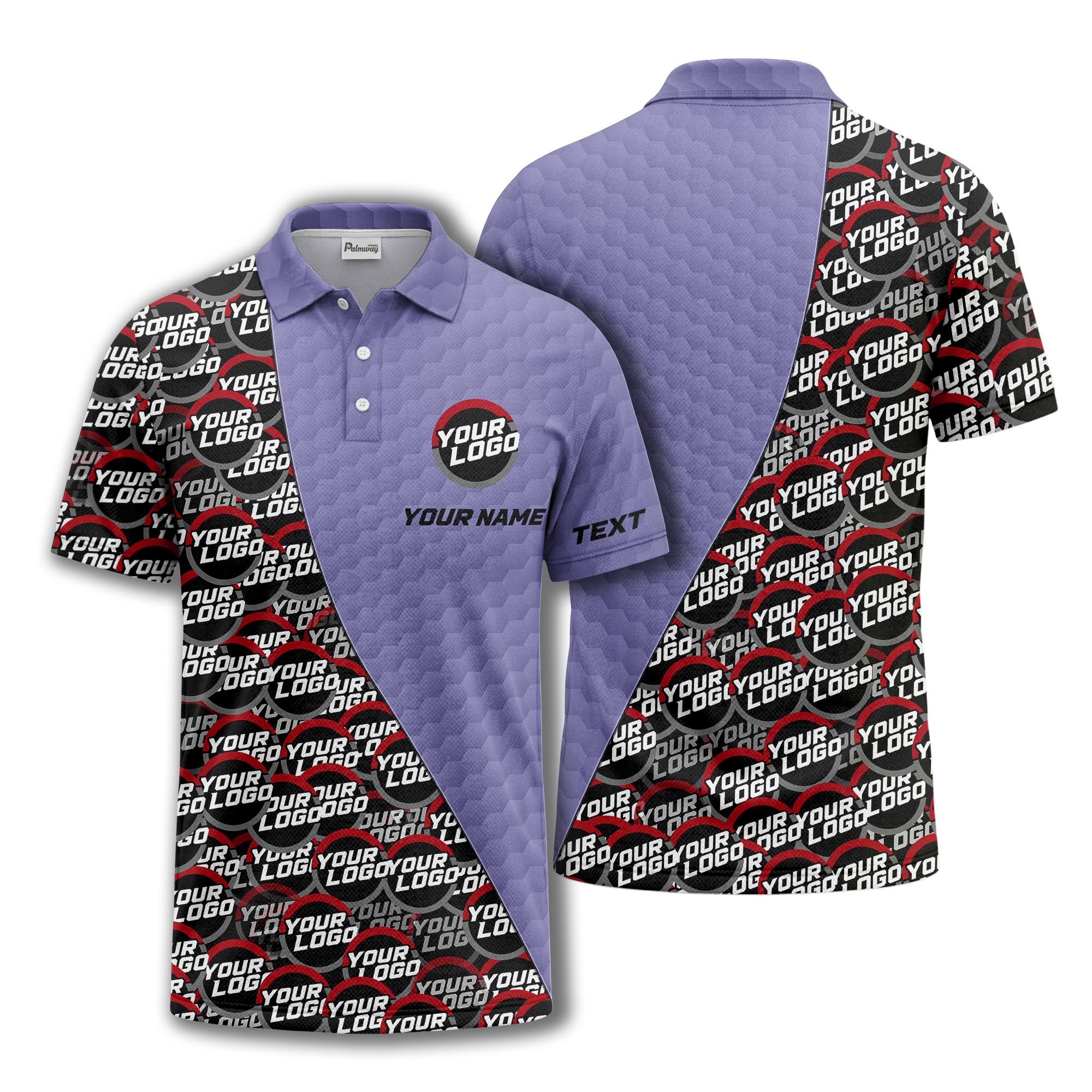custom logo circles & hexagons grid polo shirt for men