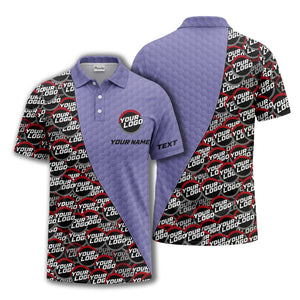 custom logo circles & hexagons grid polo shirt for men