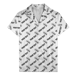 custom logo & editable text repeat pattern black hawaiian shirt