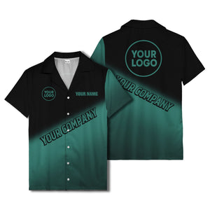 custom logo gradient black white corporate hawaiian shirt