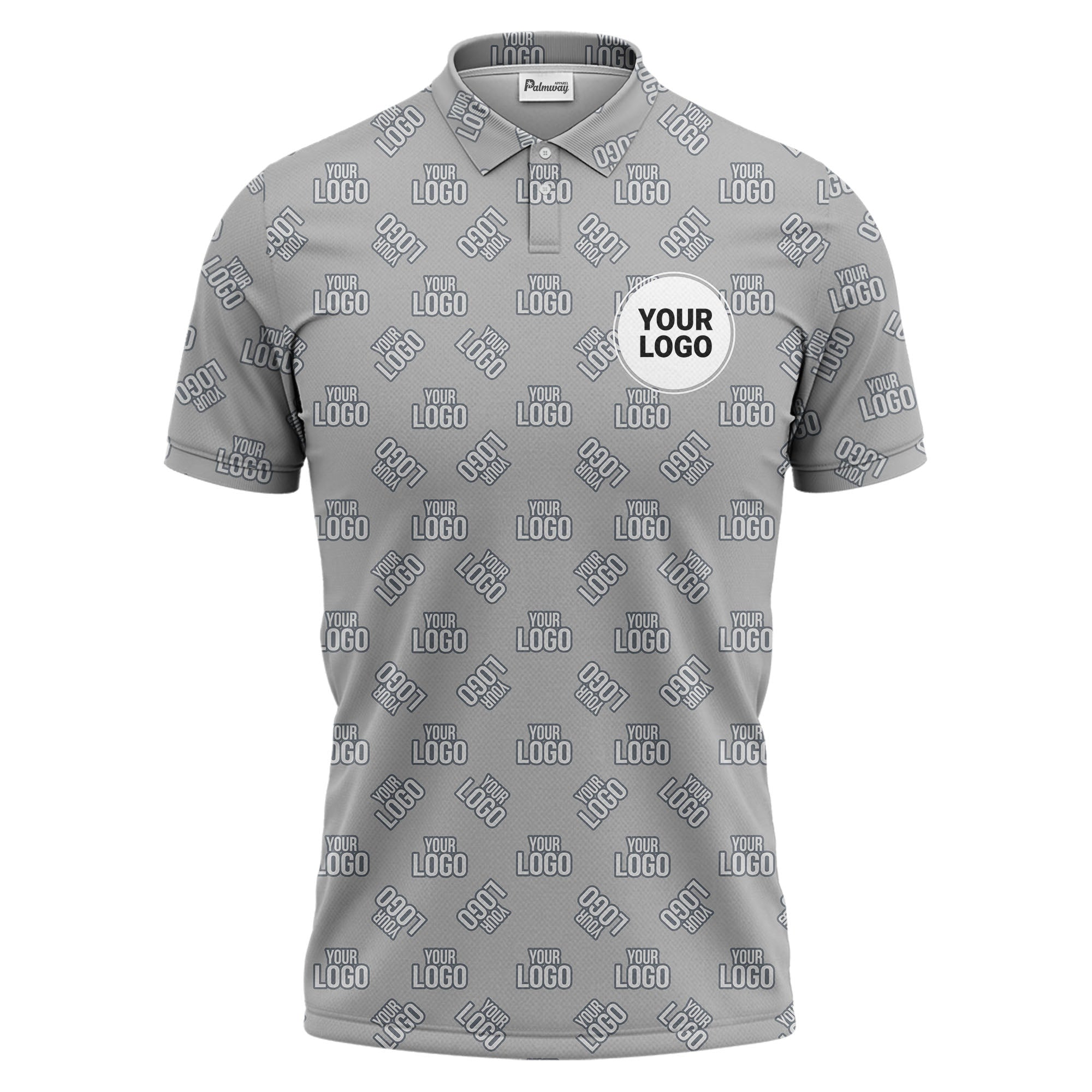 custom logo monogram all over print polo shirt for business & corporate events