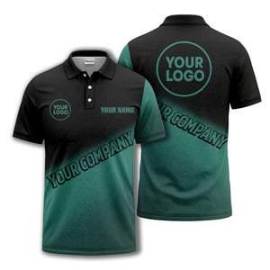 custom logo & name black white gradient corporate polo shirt