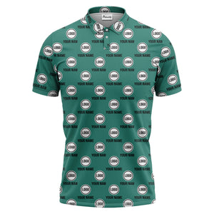 custom name & logo repeat circle pattern black polo shirt