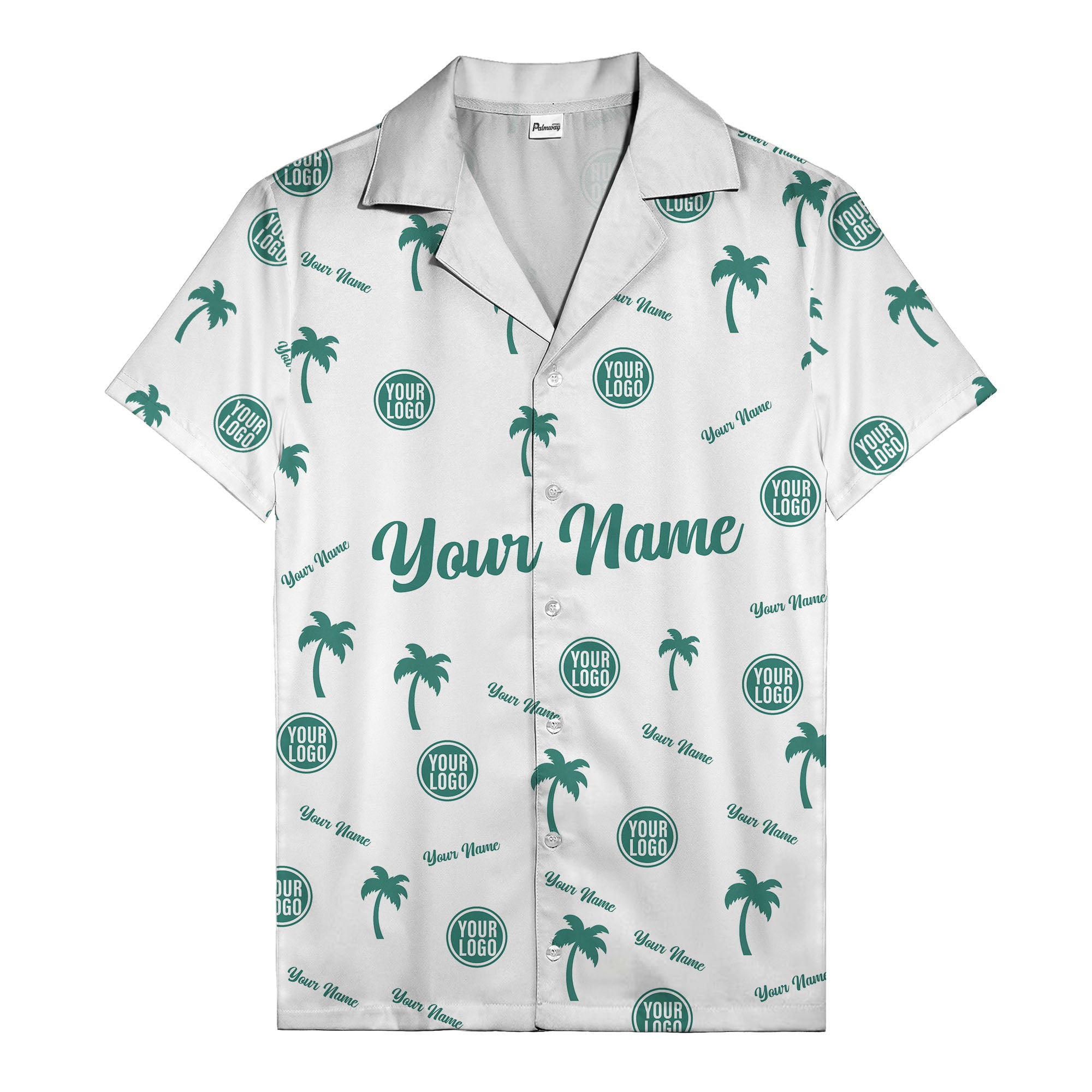 custom palm tree silhouette & name logo black white hawaiian shirt