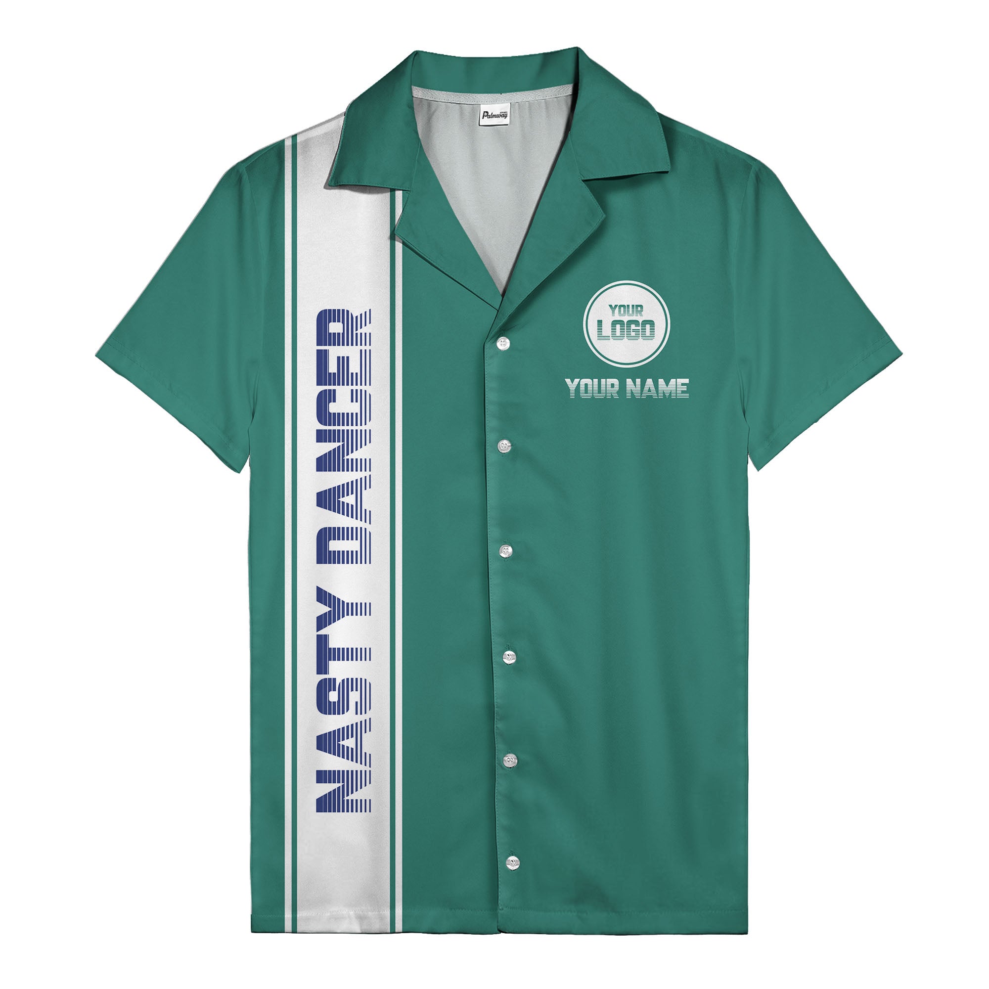 custom team logo striped black hawaiian shirt for spirit days