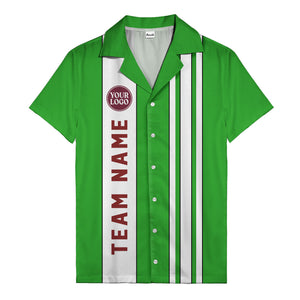 Custom Team Logo Striped Maroon Black White Hawaiian Shirt For Men