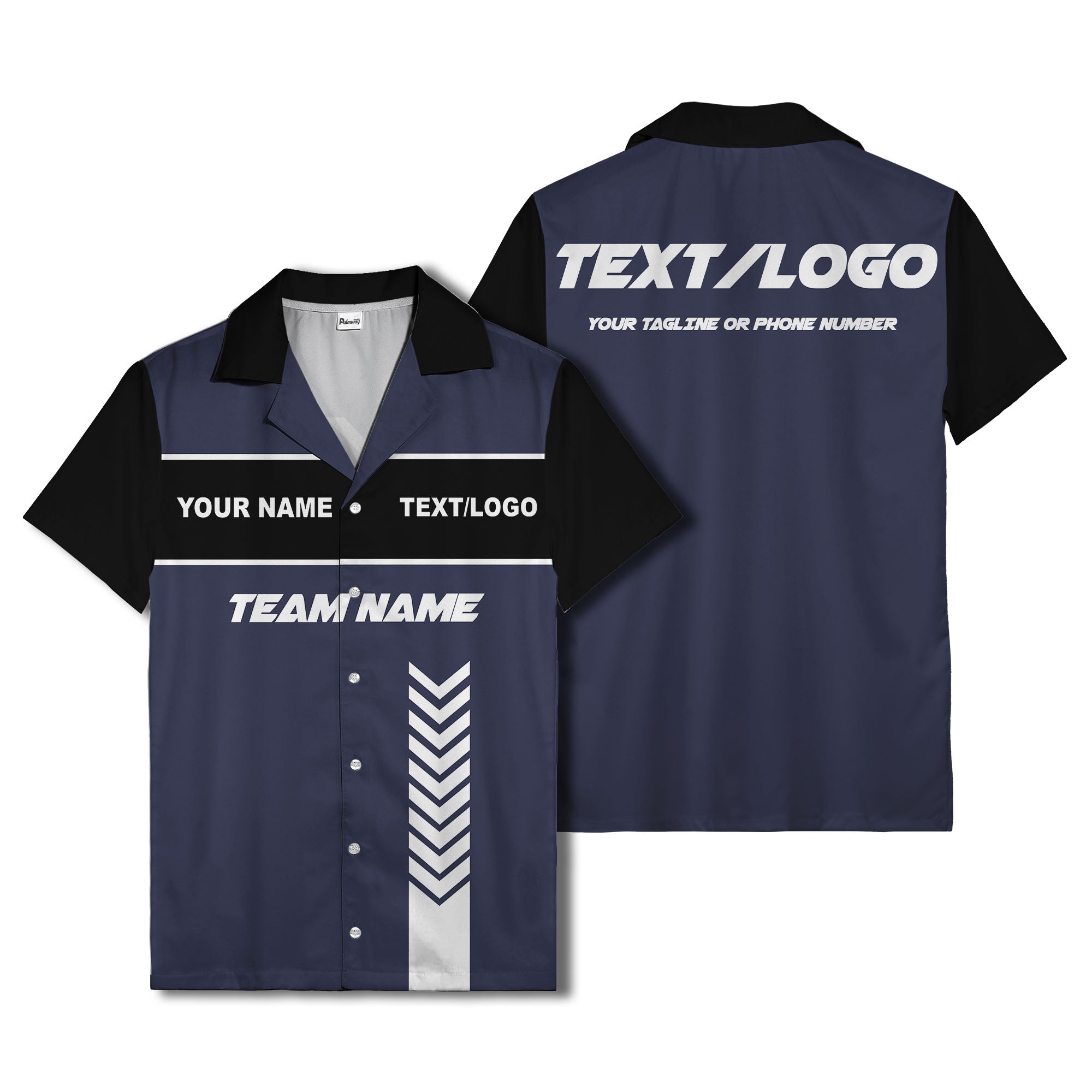 customizable chevron stripes white text graphic hawaiian shirt