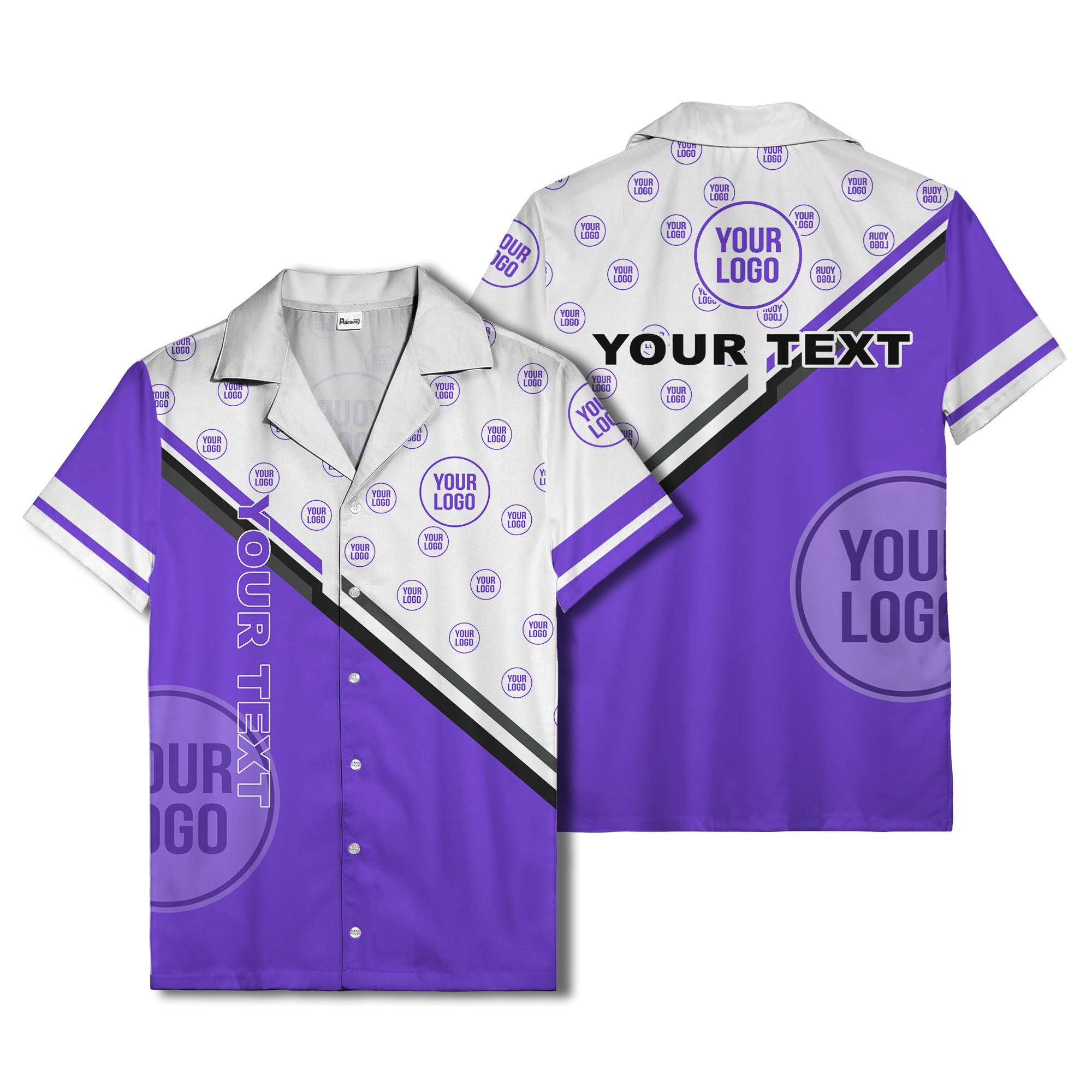 customizable diagonal stripe & logo repeating hawaiian shirt