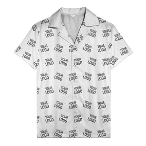 customizable repeat logo monochrome black hawaiian shirt for men