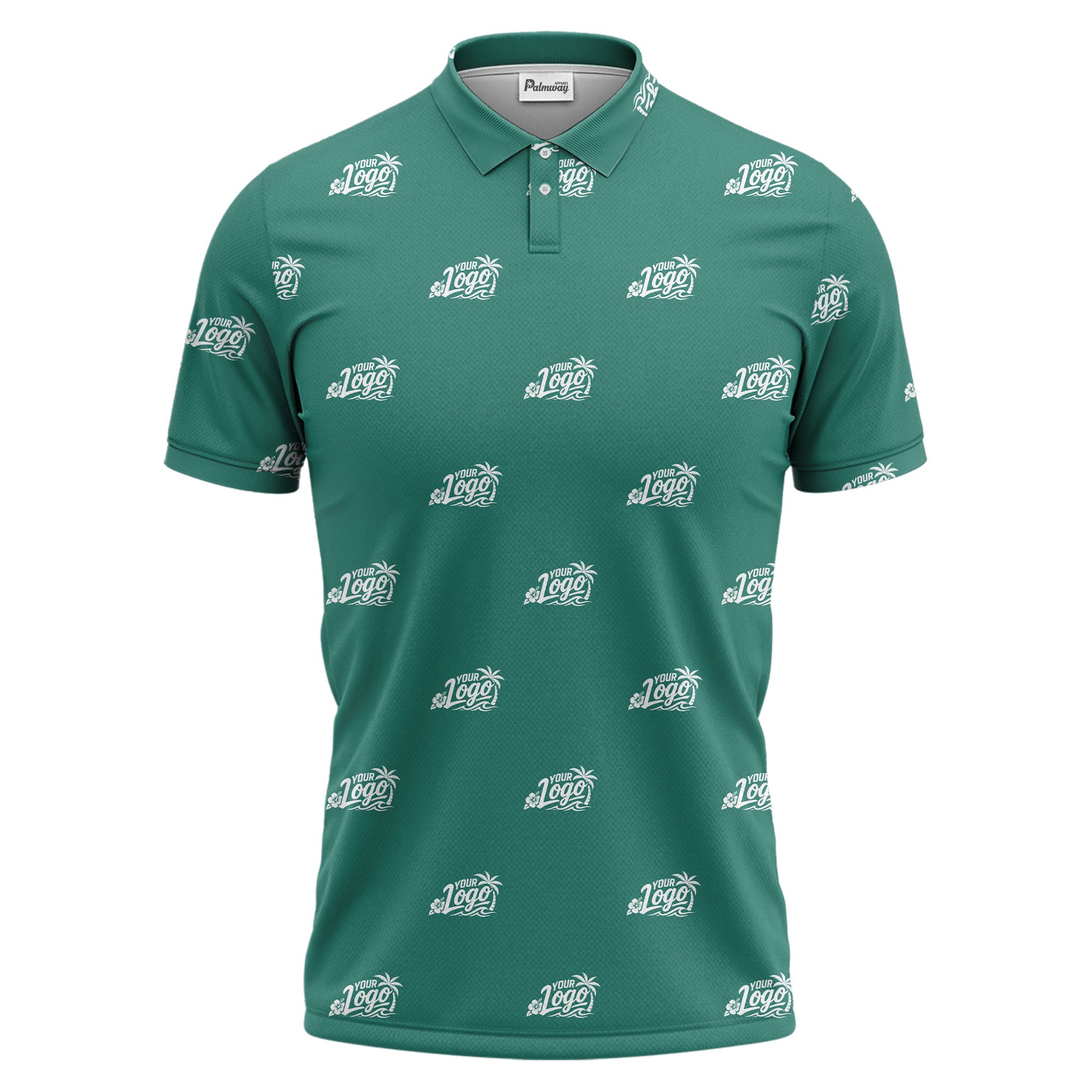 your logo repeat pattern black customizable professional polo shirt