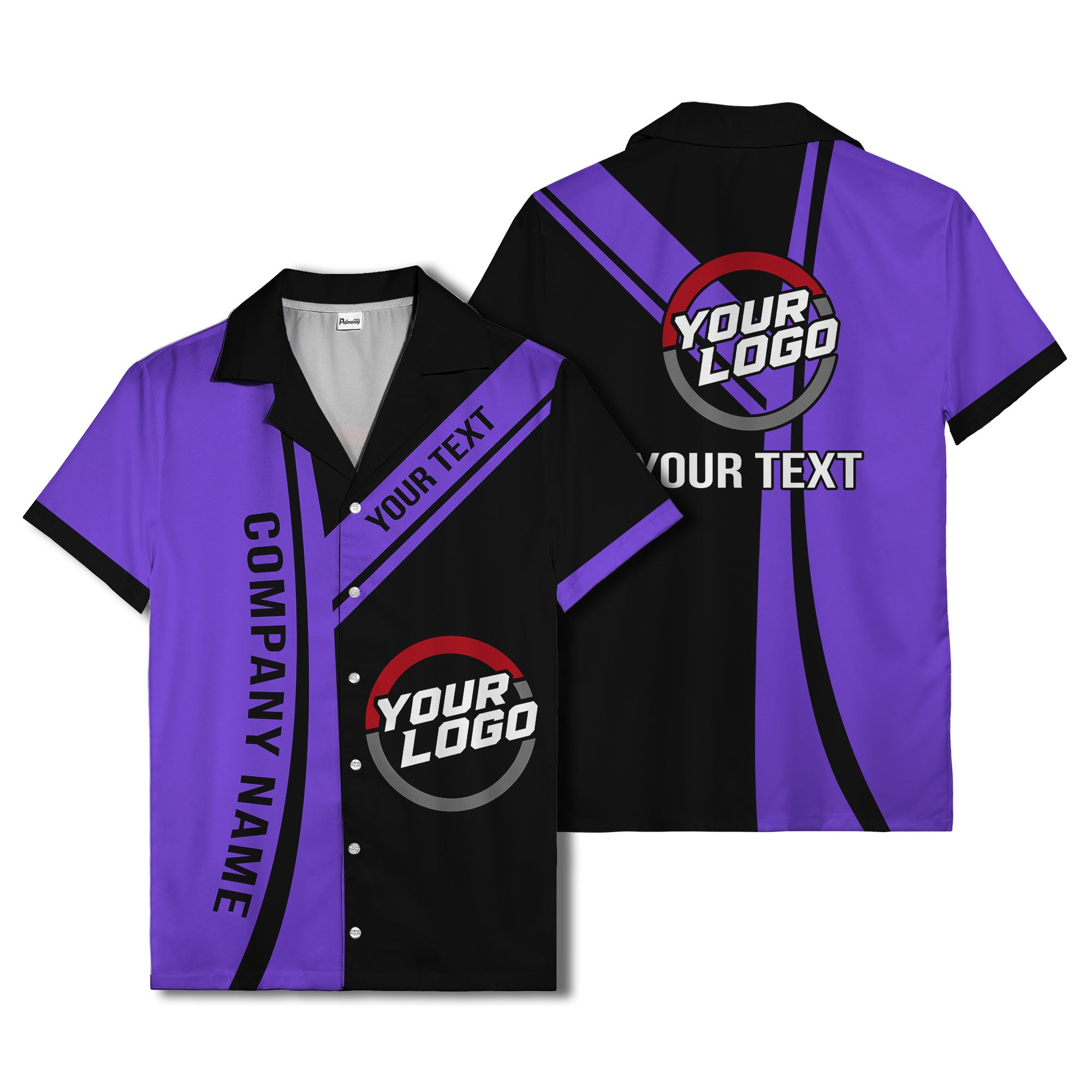 diagonal stripe custom logo company name hawaiian shirt for teams