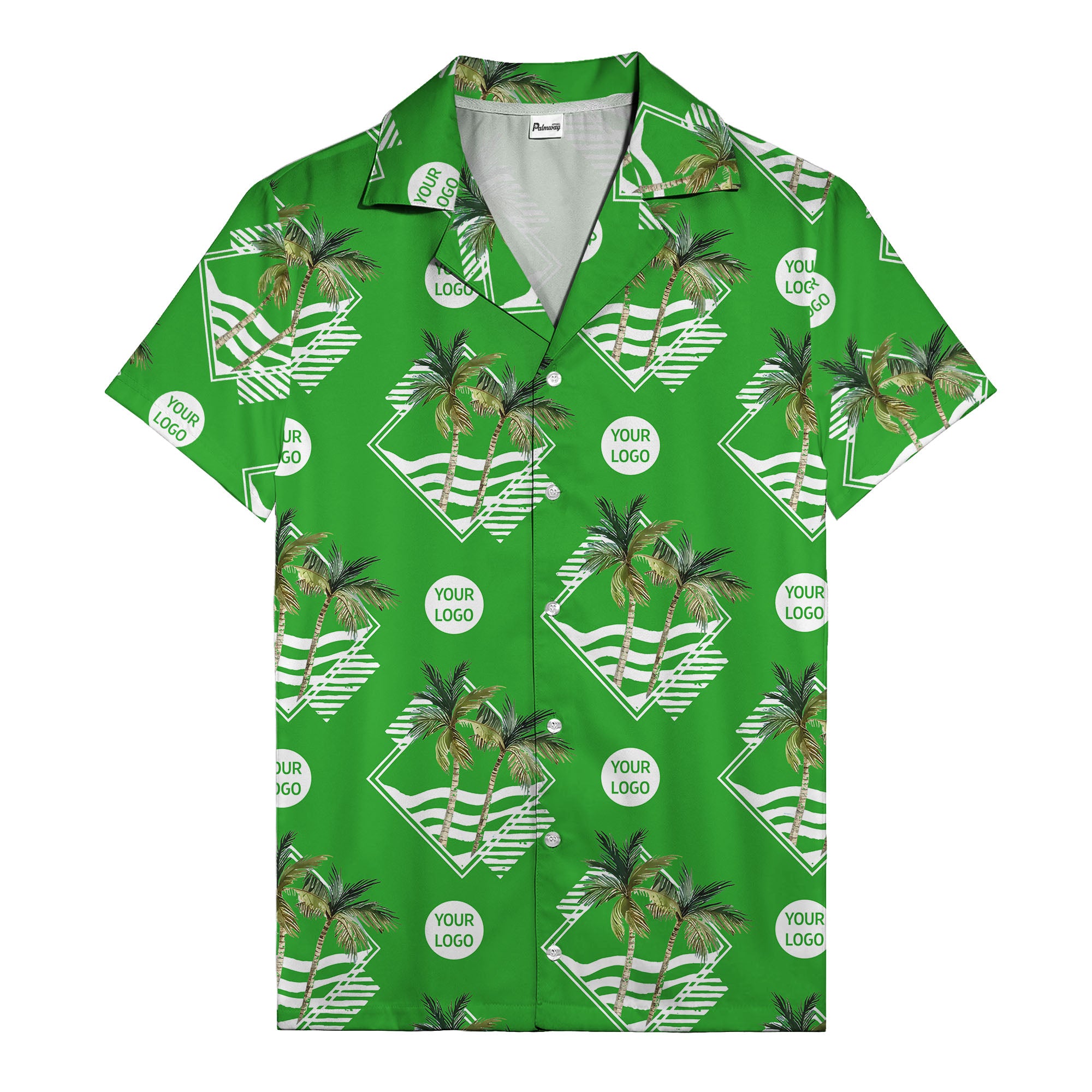 diamond waves & palm trees graphic hawaiian shirt for men