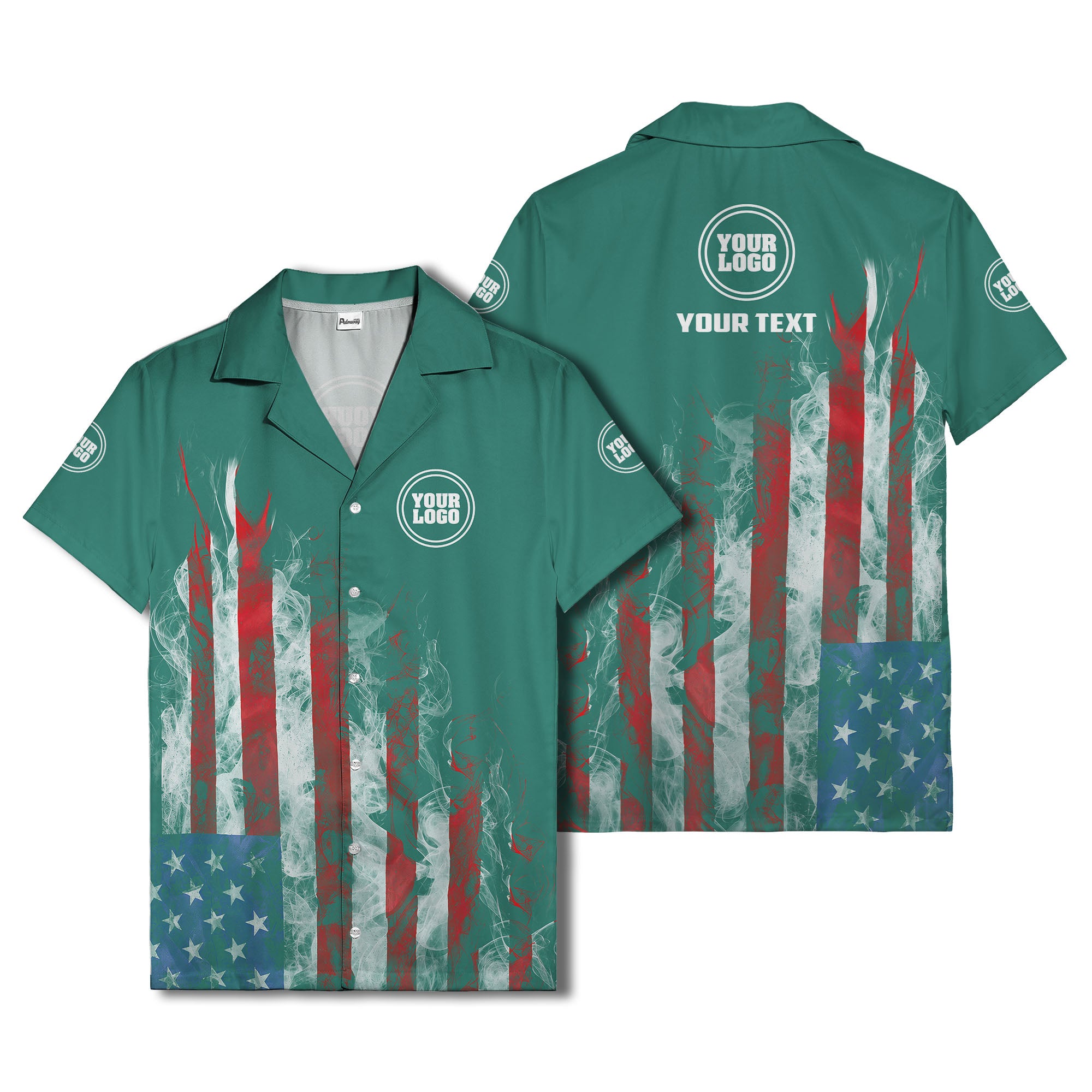 fiery bald eagle & stars stripes hawaiian shirt for men
