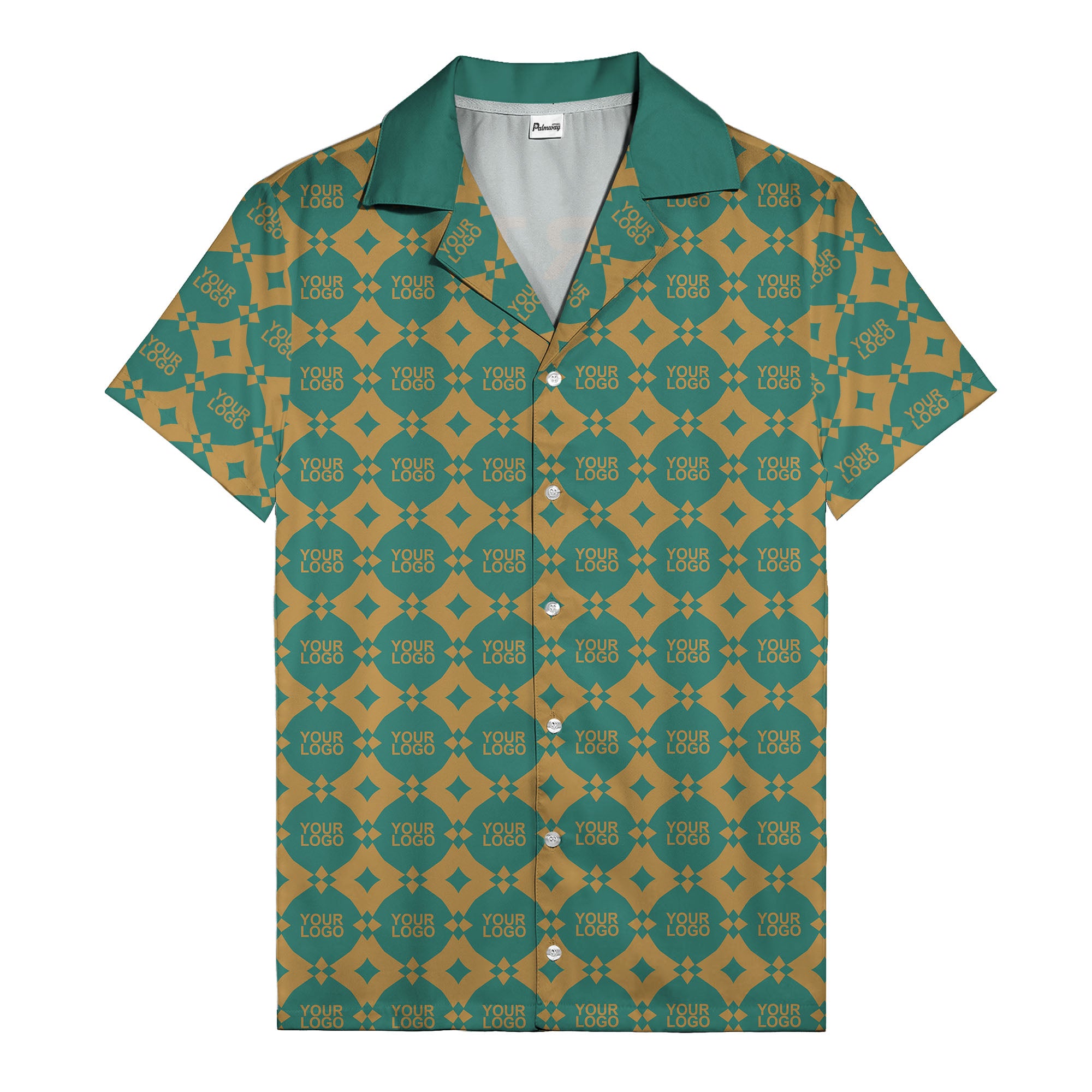 gold mon diamond lattice monogram hawaiian shirt for men