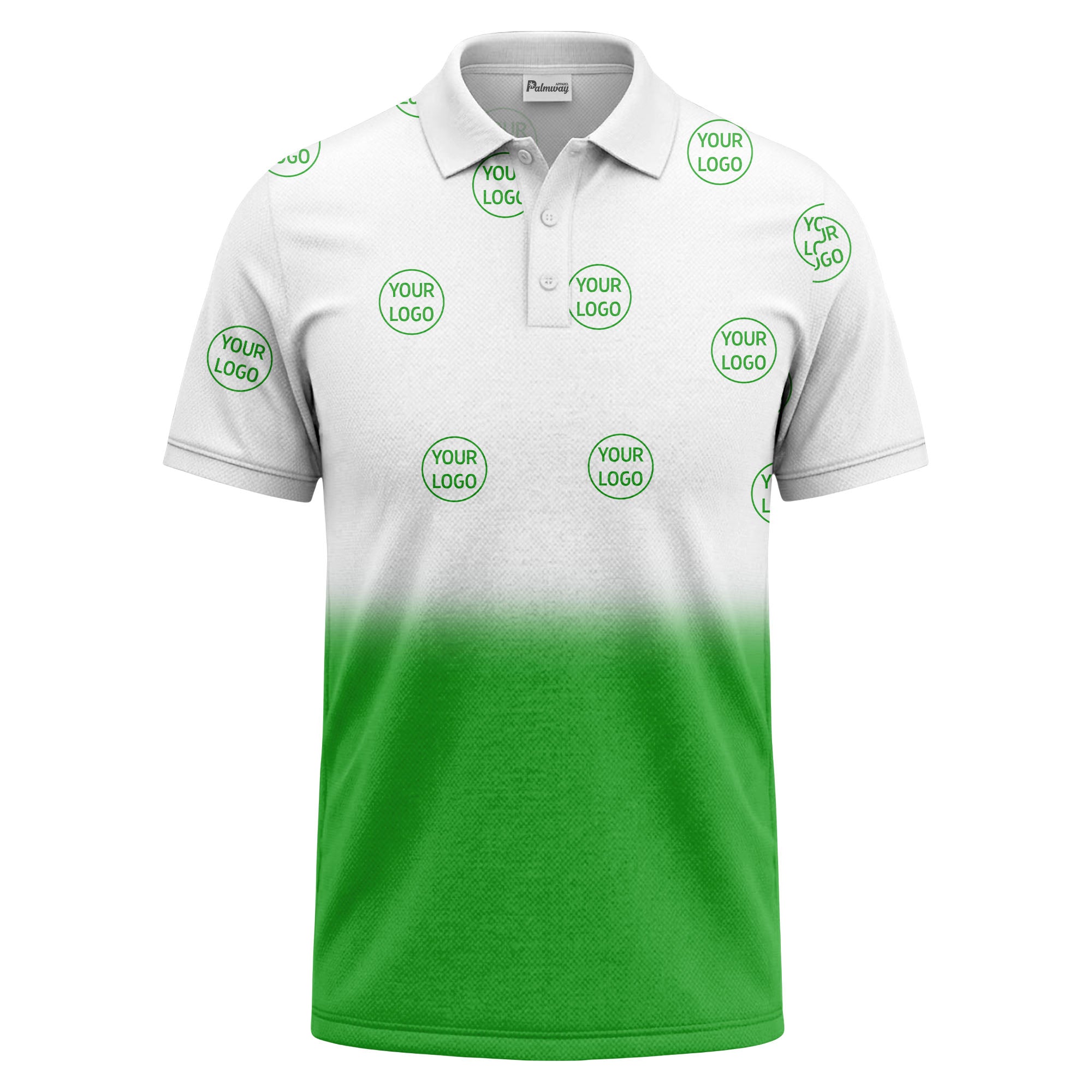 gradient black white custom logo repeat polo shirt