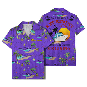 island paradise palm trees & sailboats sunset hawaiian shirt