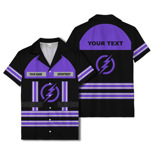lightning bolt superhero uniform patch hawaiian shirt for men