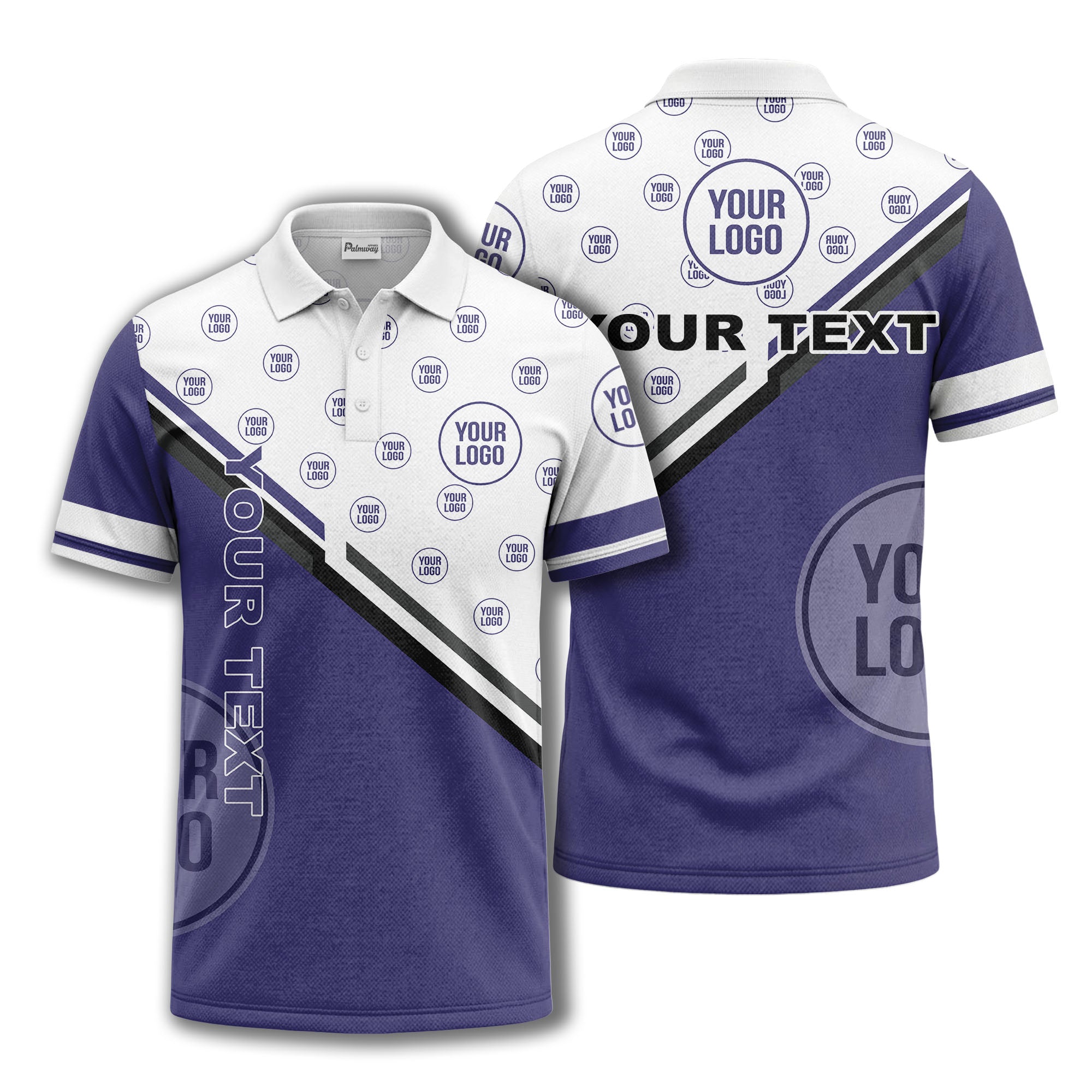 logo repeat diagonal stripe customizable polo shirt for teams