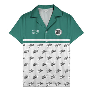 monochrome custom logo repeat hawaiian shirt for men