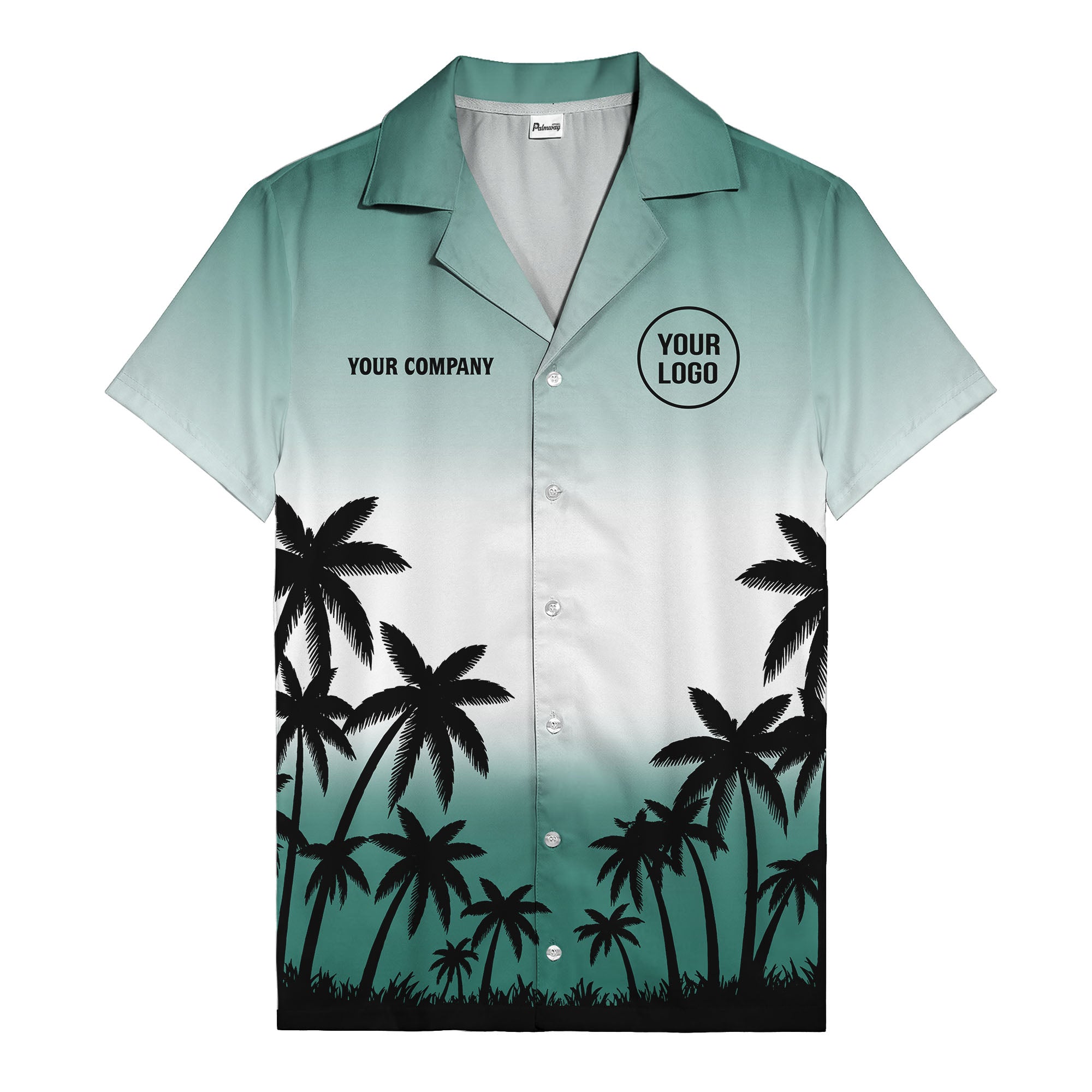 monochrome palm tree gradient silhouette hawaiian shirt for men