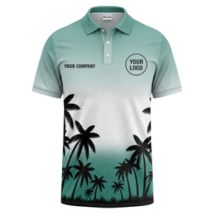monochrome palm trees ombre gradient sky polo shirt for men