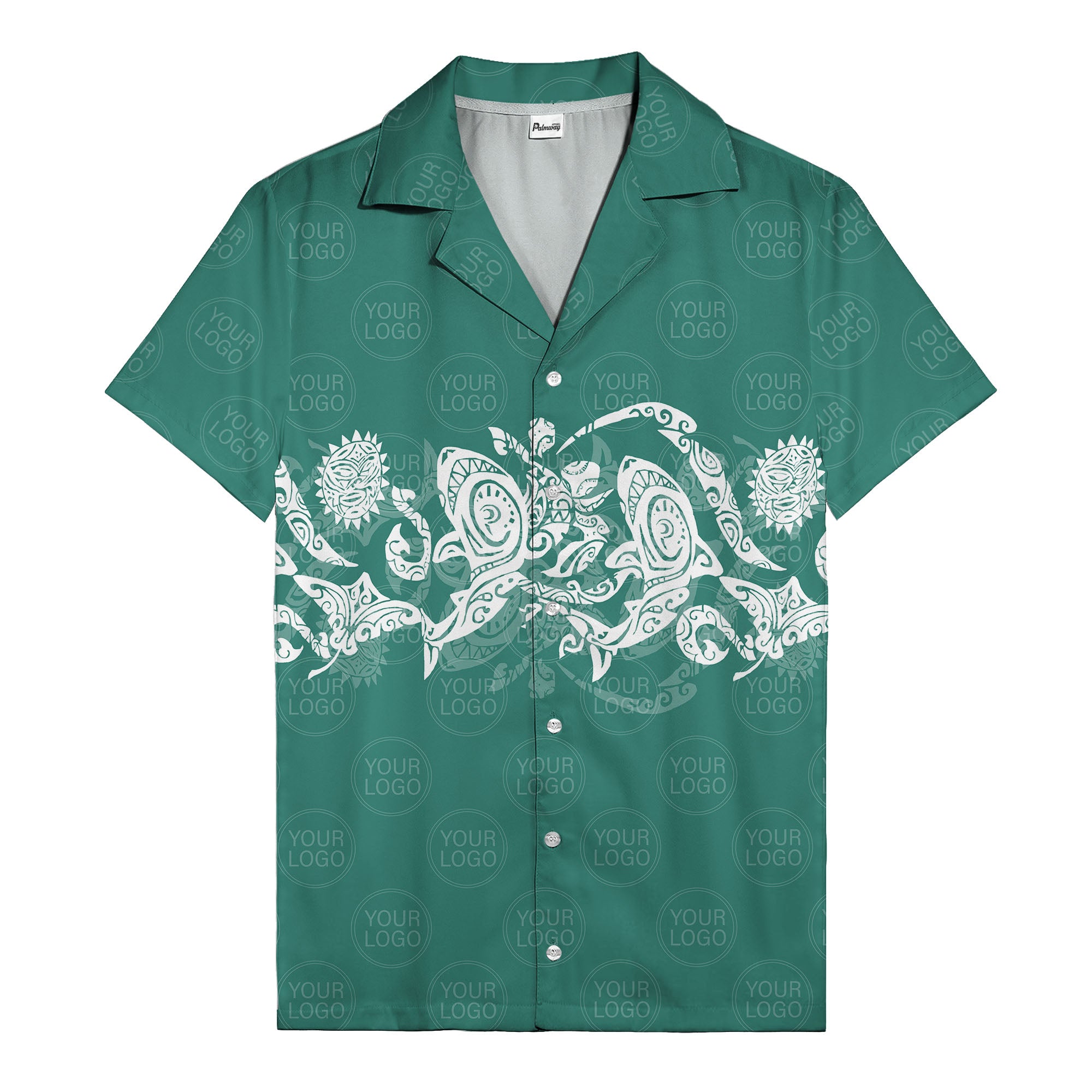 monochrome tribal turtle & sun motifs heritage hawaiian shirt