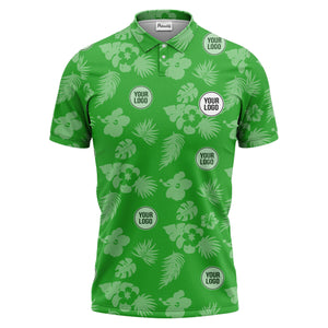 illustrated monochrome tropical flowers and leaves polo shirt for men