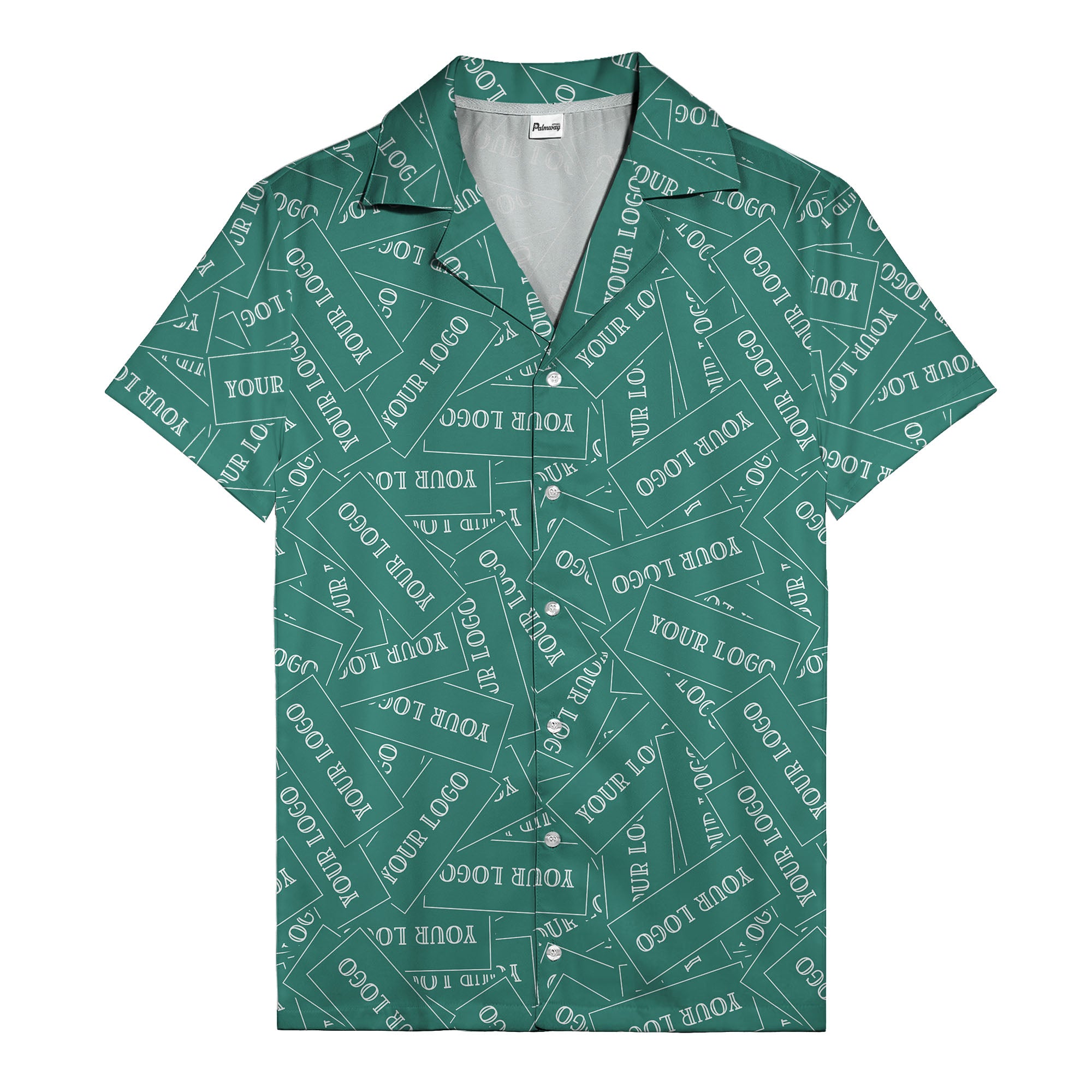 monochrome your logo repeat text graphic hawaiian shirt for men