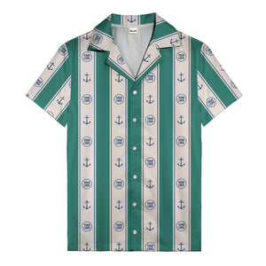 nautical anchors & custom logo repeat hawaiian shirt for men