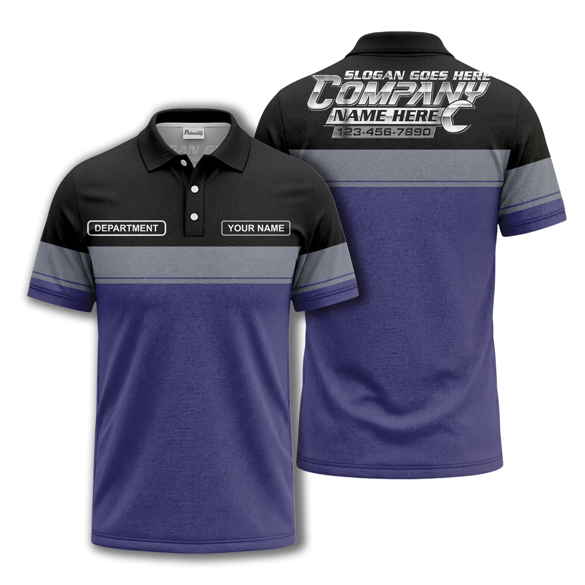 personalized department name gray stripe polo shirt for teams