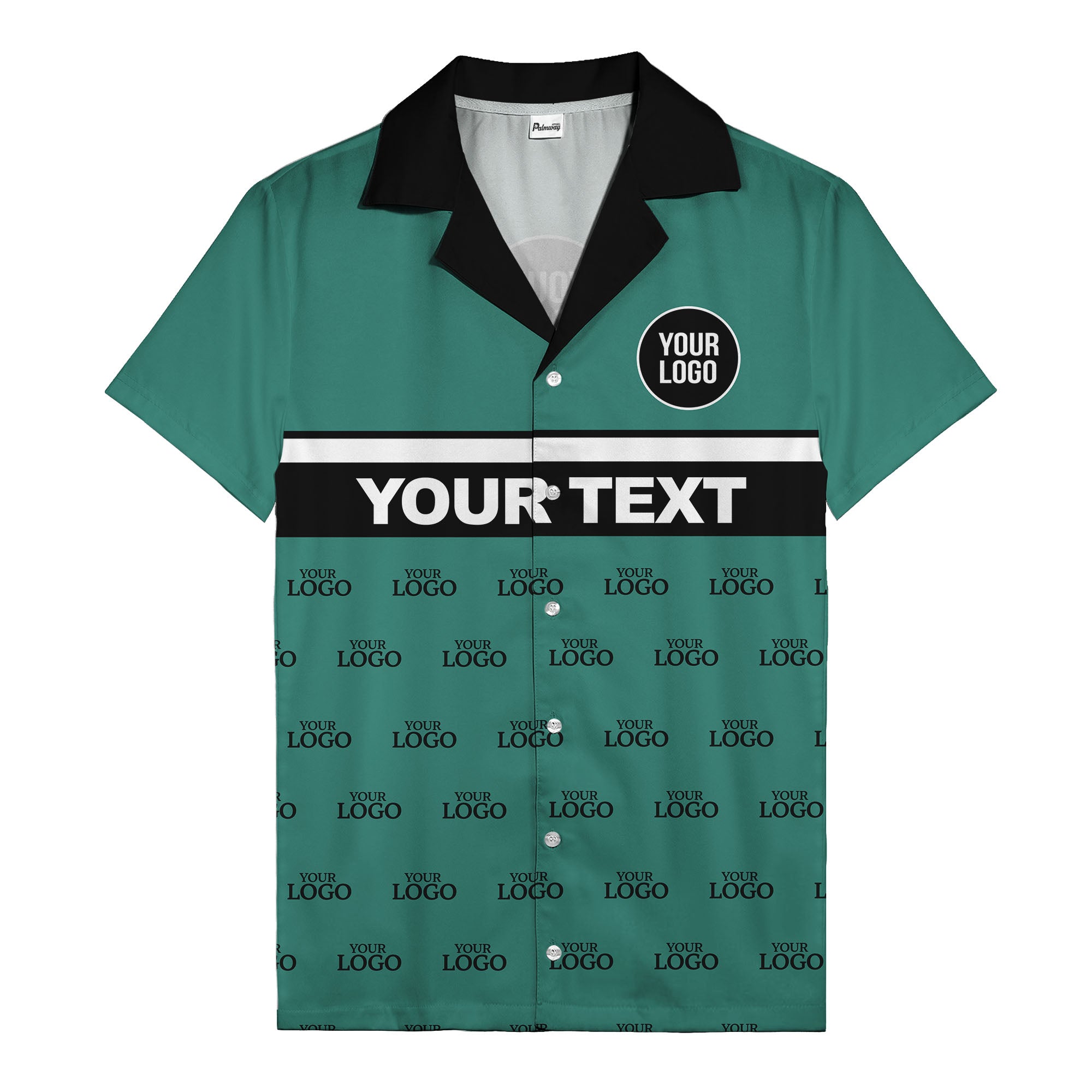personalized logo & text striped hawaiian shirt for teams
