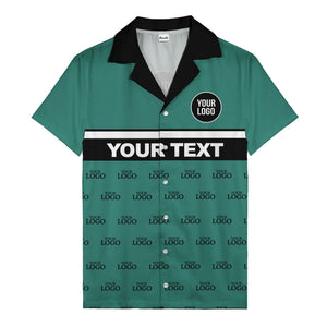 personalized logo & text striped hawaiian shirt for teams