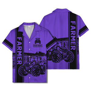 realistic tractor farm landscape farmer hawaiian shirt