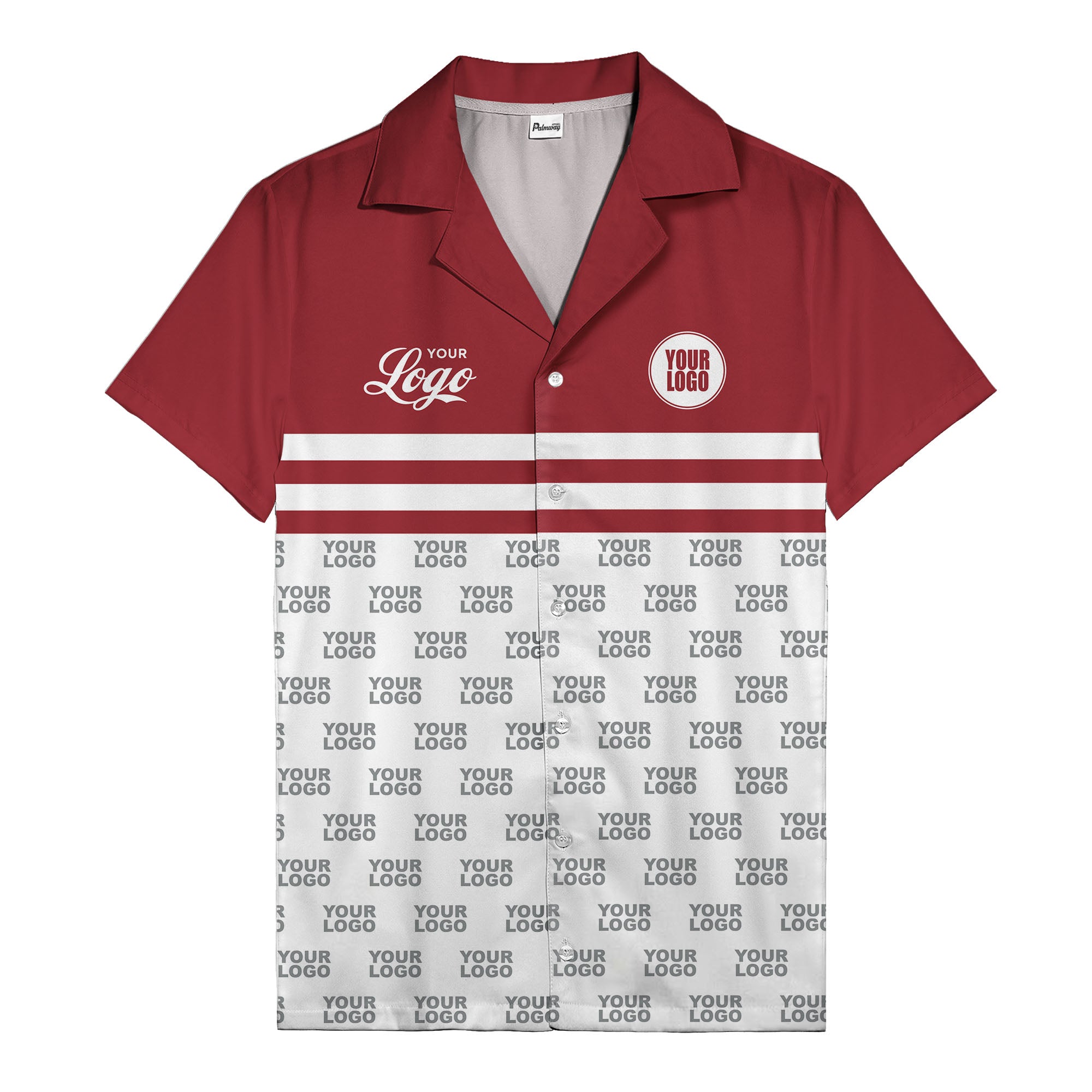 repeating customizable logo hawaiian shirt personalized text aloha button down shirt