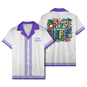 retro bowling diamond geometric personalized hawaiian shirt for men