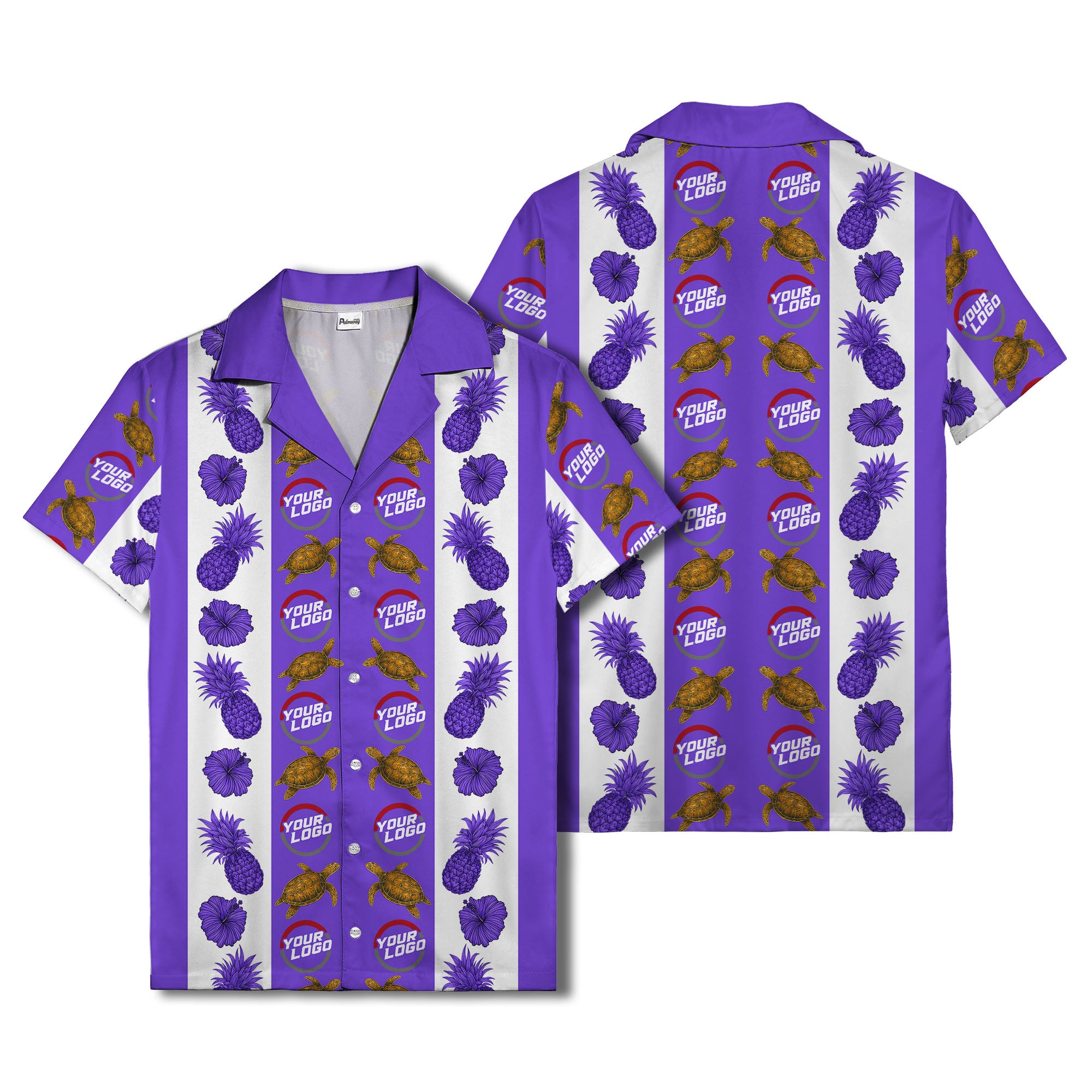 sea turtles & pineapple hibiscus striped hawaiian shirt